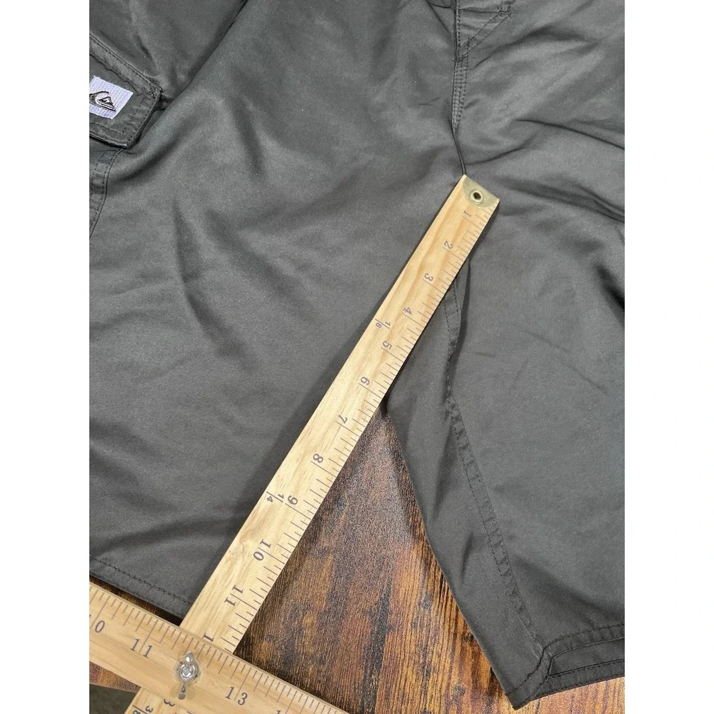 Quicksilver Mens‎ Sz 34 XL Board Short Swim Trunks Black Cargo Pockets Unlined